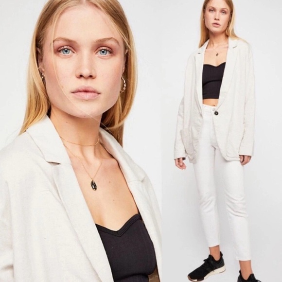 New-Free People Simply Perfect Linen Blazer Size M - Picture 1 of 6